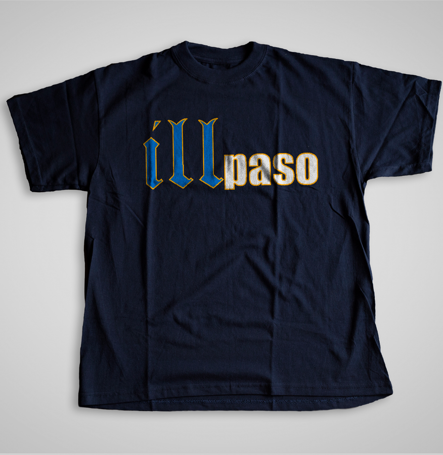 "Locomotive Tribute" Men's T-shirt (Navy Blue w/ light blue logo) by illpaso